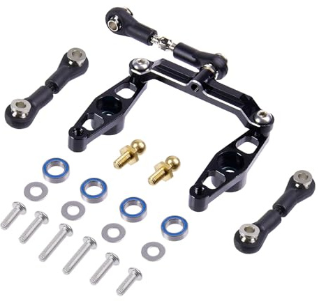 KLHYTGFA for 1/10 RC Auto Alu-Legierung Kugellager Kurbel Lenkarme Set mit Spurstange Lenkbaugruppe for Tam-iya TT-02 TT-02D TT-02E TT02-B