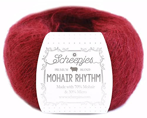 Scheepjes Mohair Rhythm 1x25g - 683 Tango, Rotes Häkel- und Strickgarn