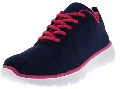 Get Fit Womens Mesh Go Running Trainers Athletic Walk Gym Shoes Sport Run - Navy/Pink/White Jersey GW0003 5UK/38