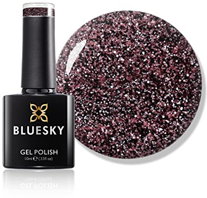 Bluesky Gel Nail Polish 10ml, Generous - FW1914, Pink Glitter | Rose-toned sparkle that dresses up short lengths for party season. Cures in 60 seconds and wears for three weeks.
