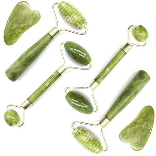 TiHOOD Lot de 6 rouleaux de jade pour le visage, les yeux, le cou et le corps pour massage lymphatique