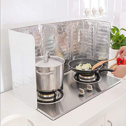 Protector Pared Antisalpicaduras Cocina, Protector de Pantalla de Salpicaduras de Aceite Alumini Duradero Plegable de 3 Lados, Pared Protector de Pantalla antisalpicaduras para Hogar Cocina
