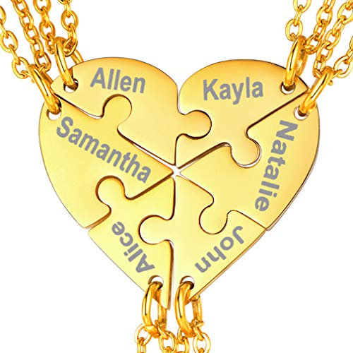 FaithHeart Puzzle herzkette für 6 personalsierte herzkette mit Namen Gravur für Kinder und Jugendlilchen