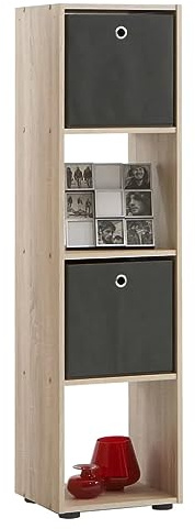 FMD furniture Bücherregal Raumteiler Ordnerregal mit 4 Fächern stehend oder liegend in Eiche für Wohnzimmer, Büro, Kinderzimmer