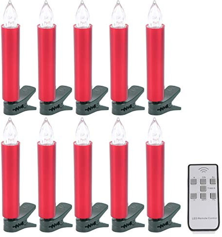 SOLUSTRE Weihnachtsbaum Lichter Flammenlose Kerze Fernbedienung Weihnachtskerze Lampe Innen Lichterketten mit Baumklammern