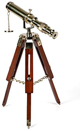 AGLOW Vintage Brass Telescope on Tripod Stand use DF Lens Antique Desktop Telescope for Home Decor & Table Accessory Nautical Spyglass Telescope for Navy and Outdoor Adventures.