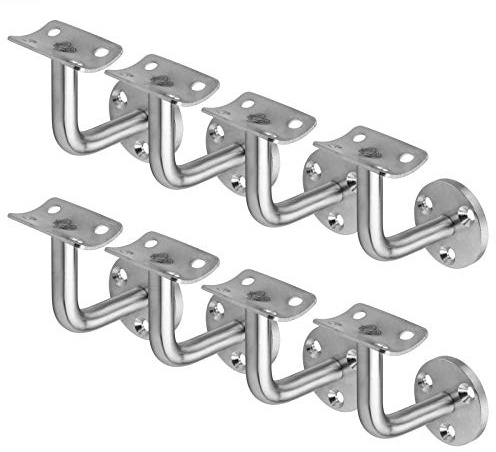 Paquete de 8 soportes de pasamanos de escalera para madera redonda, acero inoxidable 304