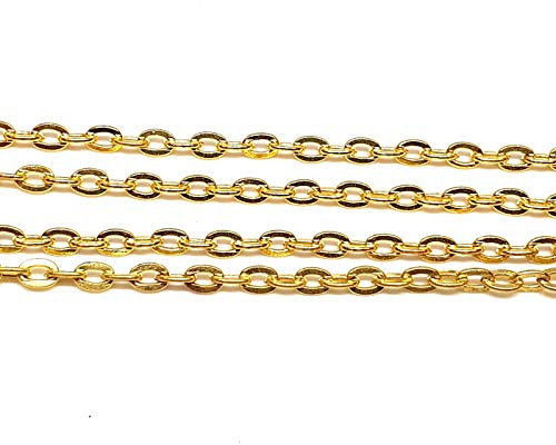 Perlin 3 Meter Gliederkette Link Kette Metallkette Oval 3x2 mm Gold Schmuckkette Meterware zur Schmuckherstellung von Halsketten Armband DIY Basteln