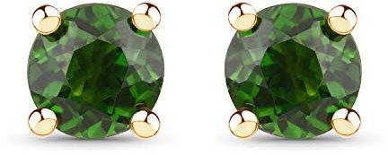 Schmuck-Schmidt-Ohrstecker/Ohrringe echte Russische Chromdiopsid in 14 Karat Gelbgold (585er)