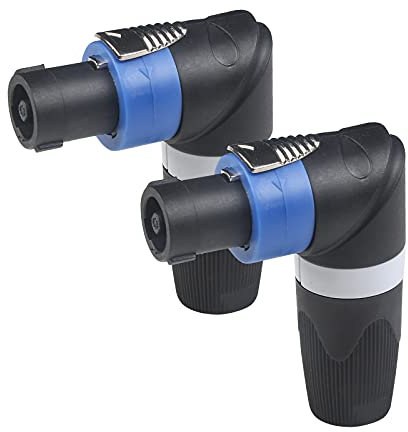 2 Packs 4 Pin Right Angle Speaker Plug Speakon Connector, Speaker Jacks and Connectors Nl4fx Speakon Cables, Nl4fc Male Female Converter Nl2fx Plug Speakers Powercon Twist Lock