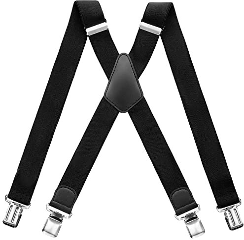 Sencillo Herren Hosenträger mit Starken Clips X-Form (schwarz)