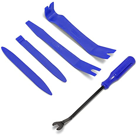 BLAU GRUN 5PCS Auto Trim Removal Tool Kit, Car Interior Door Panel Clip Fastener Removal Set, No Scratch and No Marring Plastic Pry Tool Kit for Vehicle Dash Radio Audio Installer (Blue)