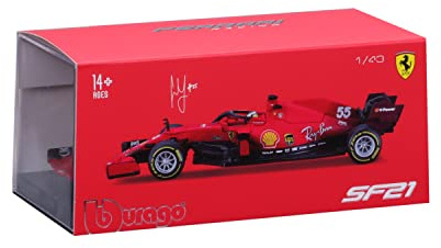 Burago May Cheong GROUP-BBURAGO-1/43 Formula 1 with Helmet #Sainz-Vehicle for Children from 3 Years 36828S, 36828S, 1/43 Ferrari-SF 1000-#SANZ 2021