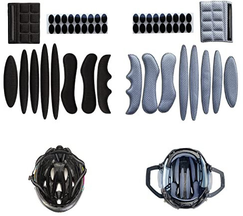 Lawen Creative 2 Sets Universelle Fahrradhelmpolster, Fahrradhelm Innenpolster, Motorradhelm Schaumstoff-Pads mit Klettverschluss-Kinnpolster (Schwarz und Grau)