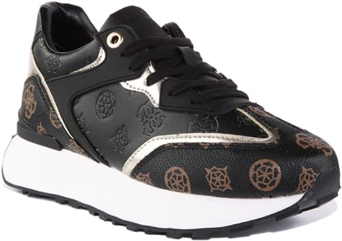 Guess Scarpe Donna Sneaker Zeppa Harinna Pelle White/Brown 4g Logo D23GU28 FL7HARFAL12 40