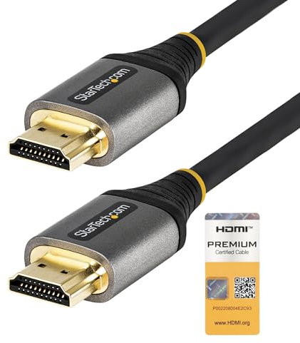 StarTech.com Cavo HDMI 2.0 Premium Certificato 5m - Cavo HDMI 4K 60Hz Ultra HD ad Alta Velocità con Ethernet - HDR10/ARC - Cavo Video HDMI UHD per Monitor UHD, TV, Display - M/M (HDMMV5M)