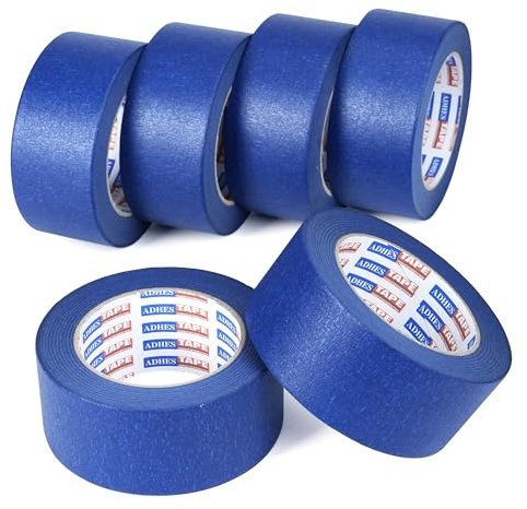 ADHES Malerkrepp Kreppband, Malerkreppband, UV-Schutz, Blaues Maler Klebebänder für Malerarbeiten,Saubere Kanten,Keinerlei Rückstände, 2inch x 55yard (50mm x 50m), 6rolle…