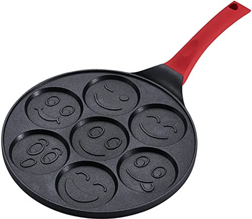 Poêle à Omelette Poêle À La Poêle À Induction, Poteau De Cuisine Smiley Visage Pancake Poêle Amusement Profiter De Mini Pancake Omelette Pan avec Double Couche Anti-bâton Pancake Pancake Panfas