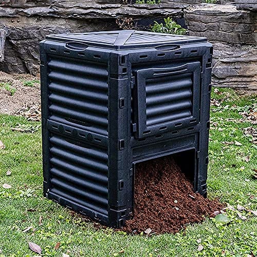 HYQNG Large Garden Composter Bin Organic Waste Compost Converter Eco Friendly, Outdoor Compost Bin, Made of Recycled Black Plastic, Fast Creation of Fertile Soil, Easy Assembly Without Tools 300L