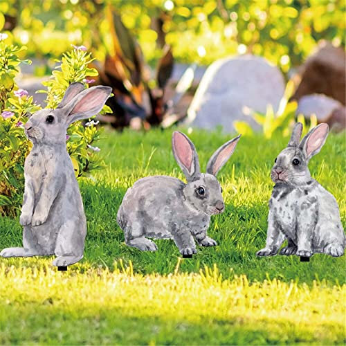 Osterhase Osterdeko Hase Gartenstecker Gartendeko Dekofiguren zur Osterdekoration Vintage Gartendeko Deko Frühling Osterhase Dekoration zu Ostern für Haus und Garten Frühling & Sommer (C, One Size)