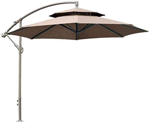 FBITE Double Top Garten Sonnenschirm Ampelschirm Sonnenschirm Terrassenschirm Bananenschirm mit Kurbel Aluminium & 270cm Grün Wasserdicht