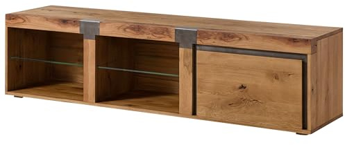 MASSIVMOEBEL24.DE | TV-Board Wild-/Zerreiche Natur geölt NEW Amsterdam - Verschiedene Größen, Farbe:Natur geölt, Größe:200x48x50 cm (BxTxH)