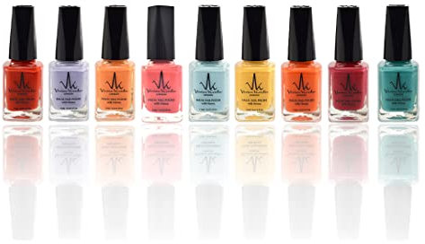 Vivien Kondor (Set Of 9) Henna Infused Permeable Nail Polish Wudhu and Vegan Friendly Long lasting Halal Polish (Holiday)