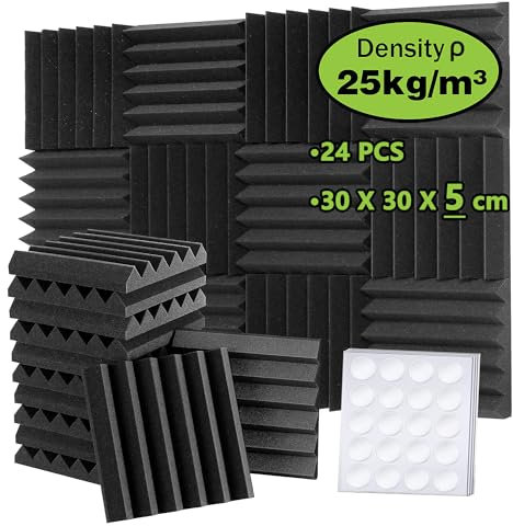 Foneso Akustikschaumstoff, 30x30x5 cm(Dichte:25kg/m³) Schalldämmung, Akustikpaneele, 3D Hochdichte Schallabsorber Wand, Schalldämmstoffe für Aufnahmeräume, Aufnahmeräume und Büros