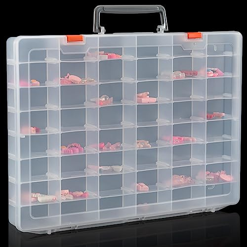 Large 48 Grids Clear Plastic Organizer Box with Adjustable Dividers