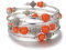 Bulinlin Silber Wickelarmband mit Naturstein Perlen Boho Mehrschichtiges Damen Armbänder Geburtstags Modegeschenk für Frauen (Orange)