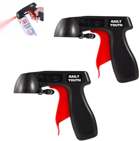 GAILY YOUTH Spray Trigger Spray Can Handle 2 Pack, Paint Sprayer with Full Grip Trigger, Universal Fit Aerosol Trigger Handle Use on Spray Paint, Lubricants (Black & Red)