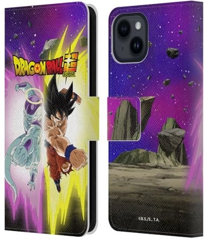 Head Case Designs Officially Licensed Dragon Ball Super Frieza And Goku Universe Survival Arc Leather Wallet Case Compatible With Apple iPhone 15