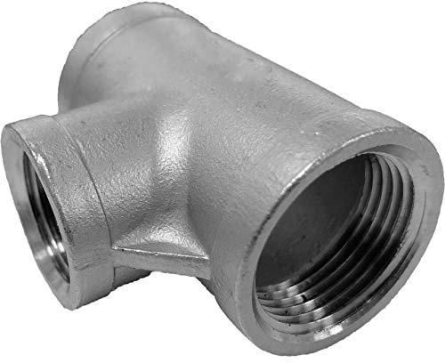 Reduzier T Stück aus V4A Edelstahl 2 Zoll Mitten Abgang 1 1/2 Zoll reduziert IG x IG x IG Gewinde Fitting Trinkwasser geeignet Rohr Verschraubung 90° Grad Abzweig Reduzierung INOX