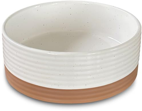 Mora Ceramic Pet Bowl Size Small - Food/Water Dish for Puppy Dogs, Cats, Guinea Pig, Rabbit, Hamster, Snake, ect. 11oz or 2 Cups - Basic Bowls for Your Dog or Cat, Mix and Match for a Set - Vanillla