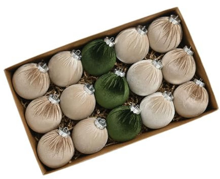 Niwugady 15 Stück 8 cm Samt-Weihnachtskugeln, Bruchsicher Beflockt Kugeln Weihnachtsschmuck Hängekugeln Neujahrsgeschenke für Weihnachtsbaum, Party, Dekoration,Grün