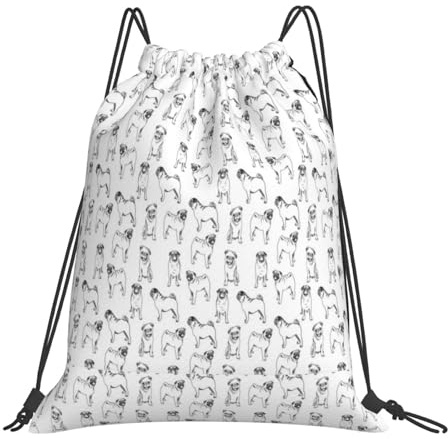Rucksack mit Kordelzug, Unisex-Strangtasche, Sport-Turnbeutel, lässiger Tagesrucksack, Kordelzug-Sackpack, Mops-Hund, Möpse, Mops-Hund, Hunde, süßer Mops