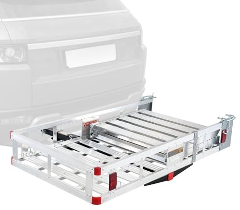 VEVOR Rollstuhlträger mit Anhängerkupplung 1196x692x50mm Heckträger Wildträger 226,8kg Tragfähigkeit Gepäckbox aus Aluminiumlegierung Hecktransporter Heckbox klappbar für Rollstuhl Roller