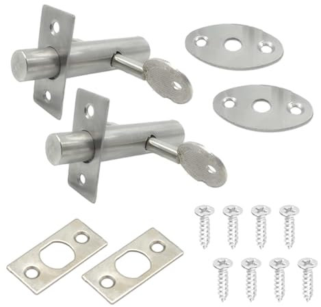 Gruvox 2 Pack Door Bolts Door Bolts for Internal Doors Rack Bolt and Windows Door Lock with Key Door Security Rack Bolt Durable Waterproof Door Mortice Security Rack Bolt