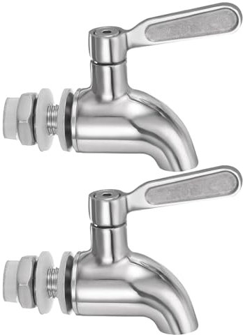 sourcing map Boquilla de Repuesto para Dispensador de Bebidas Juego de 2 Grifos de Acero Inoxidable para Dispensador de Agua para Fiestas y Reuniones Familiares (12x11mm Plateado)