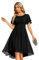 Ever-Pretty Women's Chiffon Bridesmaids Dresses Crew Neck Pleated Waist Short Sleeve Wedding Guest Dress Black 14UK