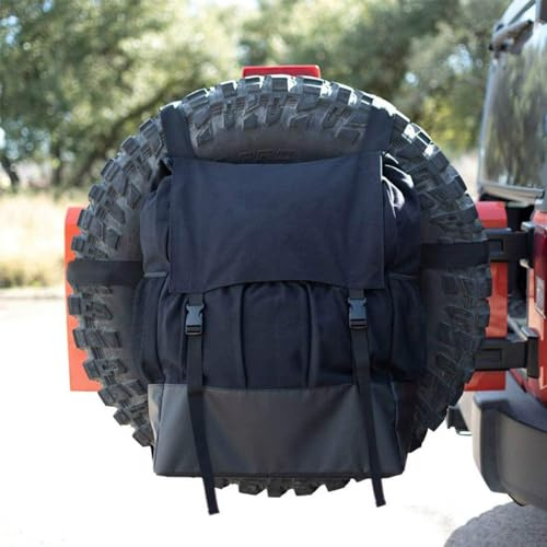 Rurunklee - Bolsa de basura para neumáticos de repuesto, bolsa de almacenamiento para neumáticos de repuesto, organizador de maletero para equipo de recuperación todoterreno exterior, 24 x 17 x 8
