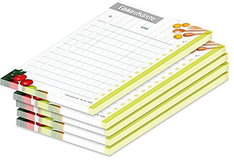 PRICARO Einkaufsliste Frisches Gemüse, magnetisch, A6, 50 Blatt, 5 Stück