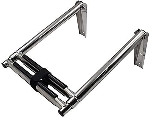 Folding Dock Boat Ladder 2 Steps Drop Down Telescoping Boat Ladder, Under Platform Sliding Dive Ladder For Pontoon Boat,Marine Boat Boarding Telescoping Ladder