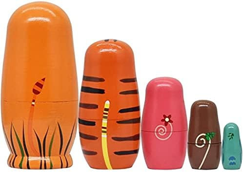 HYCLES Poupées russes à 5 couches - Jouet en bois pour enfants à partir de 3 ans - Cadeaux pour garçons et filles (lion)