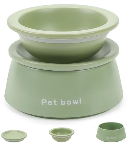 PETTOM 3Pcs Ceramic Cat Bowls, Elevated Cat Food and Water Bowls Set, Cat Feeding Bowls Anti Slip, Personalised Cat Bowl, Cat Dishes Anti Whisker Fatigue