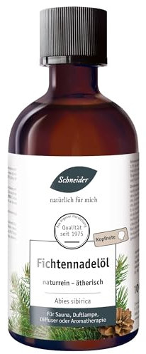 Saunabedarf Schneider Ätherisches Öl - Fichtennadel - natürlicher Raumduft, Beruhigend & Belebend - Massage, Sauna & Diffuser, 100ml