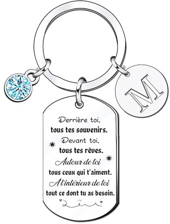 KJKJKJ 26Lettre A - Z cadeau Porte -Clef, Femme Homme Porte -Clef Cadeau,Anniversaire Cadeau, Original Cadeau,cadeau de motivation Cadeaux pour les amis (M)