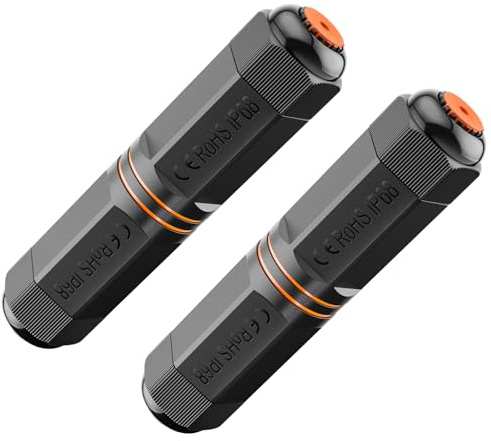 VCE Waterproof RJ45 Coupler 10Gbps, CAT6A/CAT6/CAT5E/CAT5 Female-to-Female Outdoor RJ45 Connector Shielded, IP68 Network Cable Extender for Outdoor Use, 2-Pack