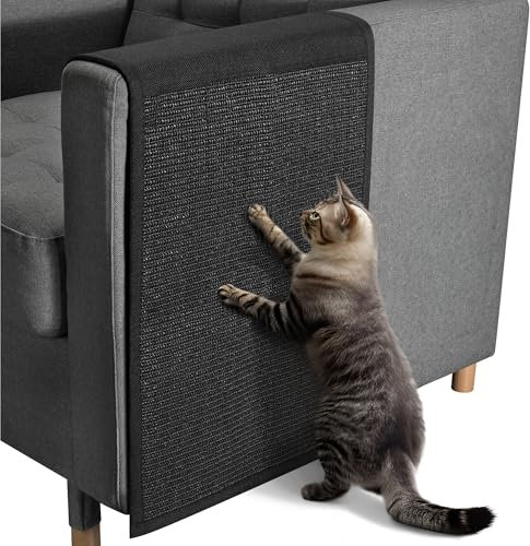 Navaris Rascador para Gatos con Organizador - Protector de Sofá con Bolsillos contra Arañazos de Gato Perro - Afilador de Uñas de Sisal - Negro