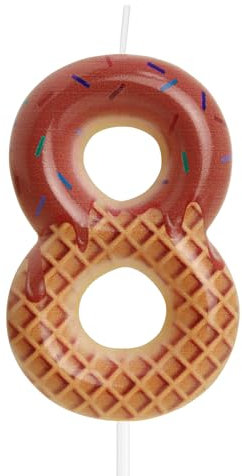 Ice Cream Birthday Candles, Colorful Cake Decorations, Candy Number 8 Candle for Birthday Cake, Sweet 8th Cake Topper Candle, Ice Cream Theme for Girls Boys Birthday Decorations Summer Party Supplies